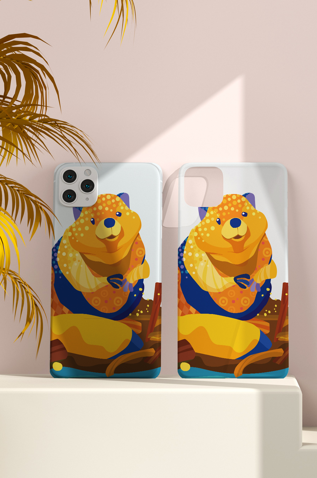 手绘卡通熊手机壳设计素材