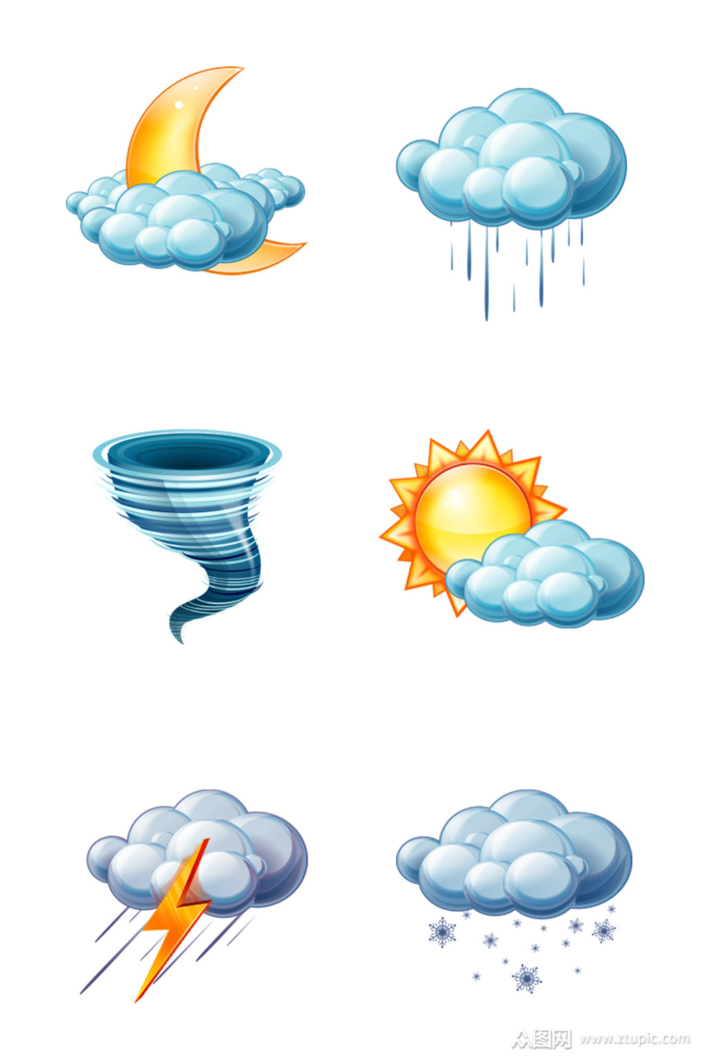 手绘卡通天气预报图标