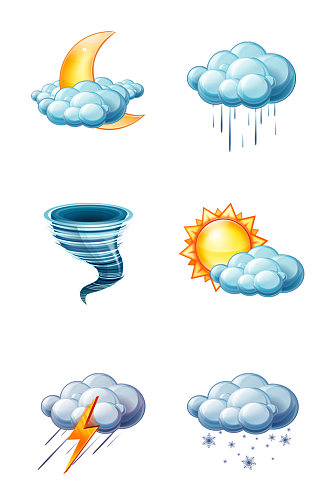 手绘卡通天气预报图标