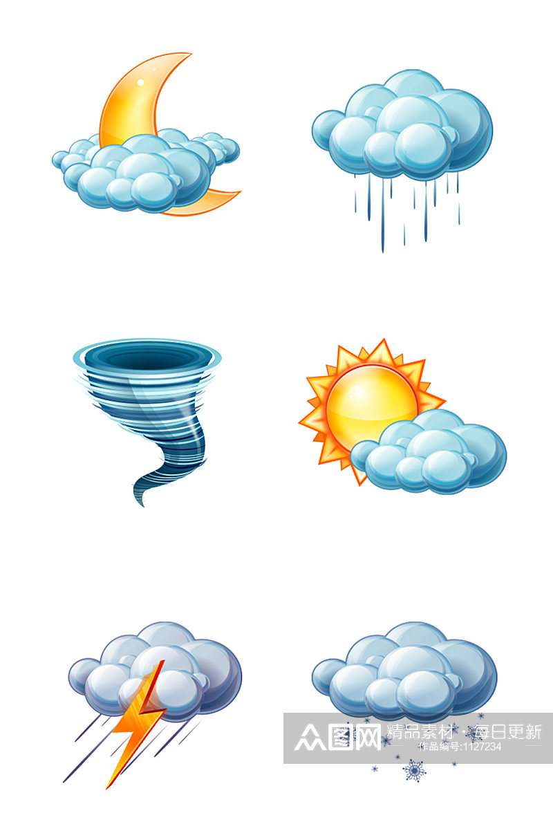 手绘卡通天气预报图标素材