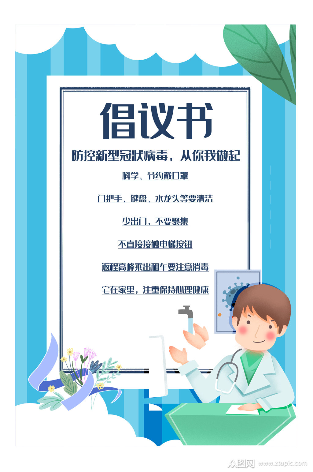 新型冠状病毒疫情防控 倡议书 海报