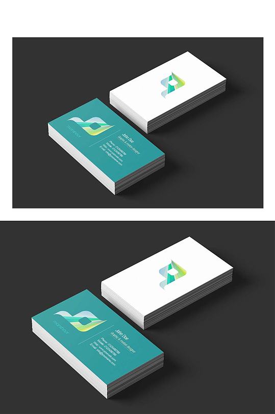 绿色名片样机正面-众图网