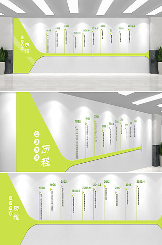 企业发展历程文化墙绿色清新