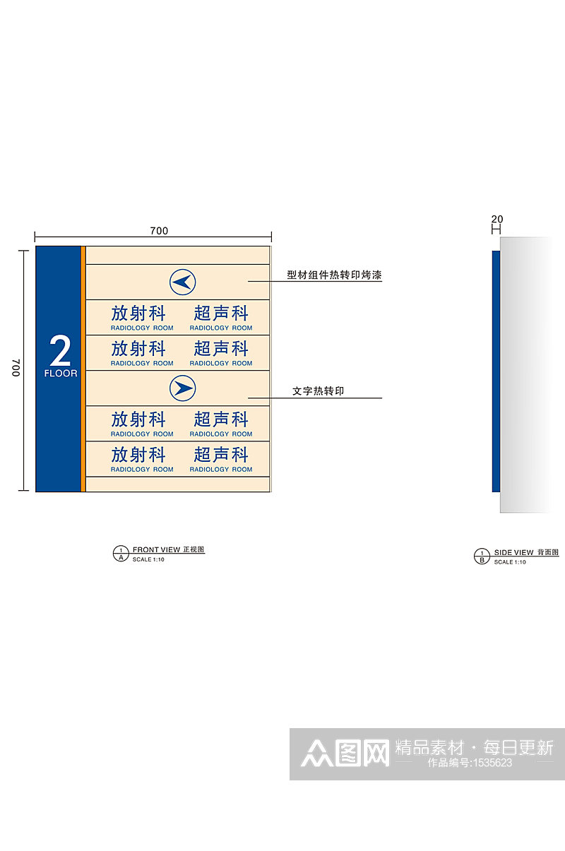 医院导视室内贴墙楼层索引2素材