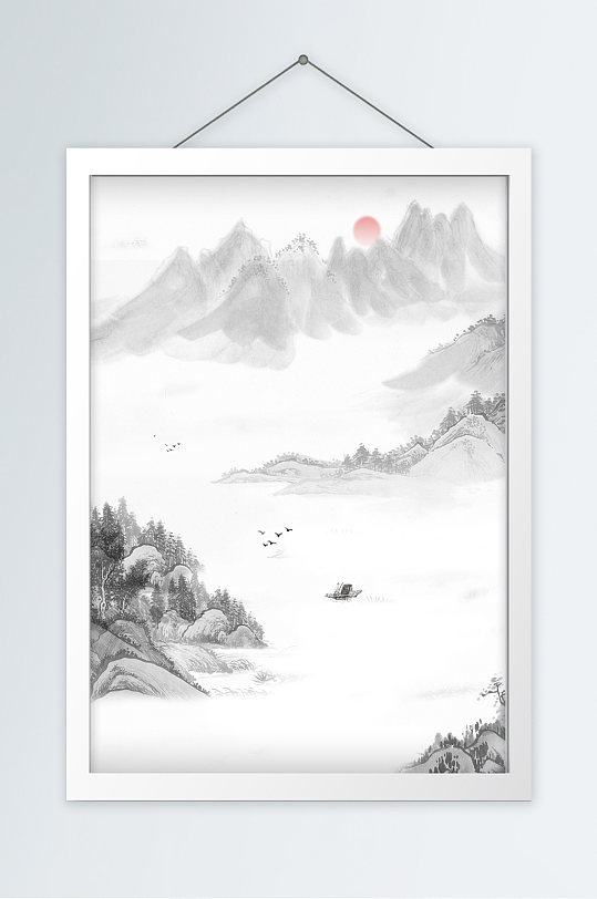 山水水墨画竖版装饰画2