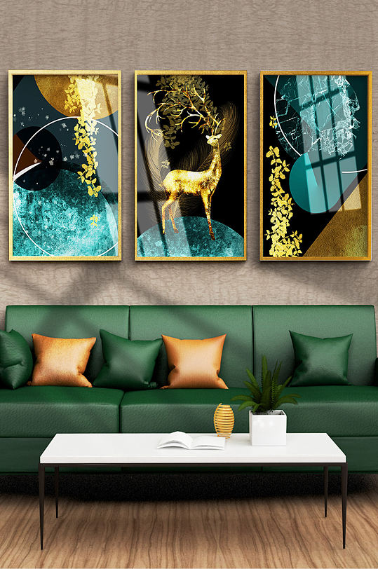 轻奢金箔麋鹿艺术装饰画