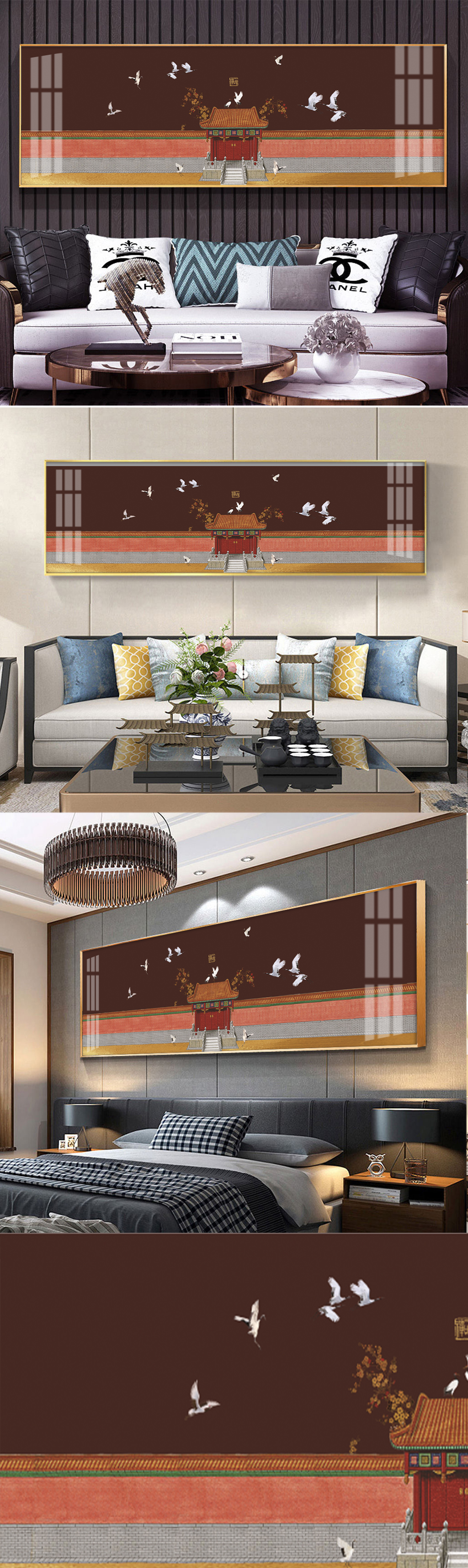 中国风中式宫廷红墙装饰画素材
