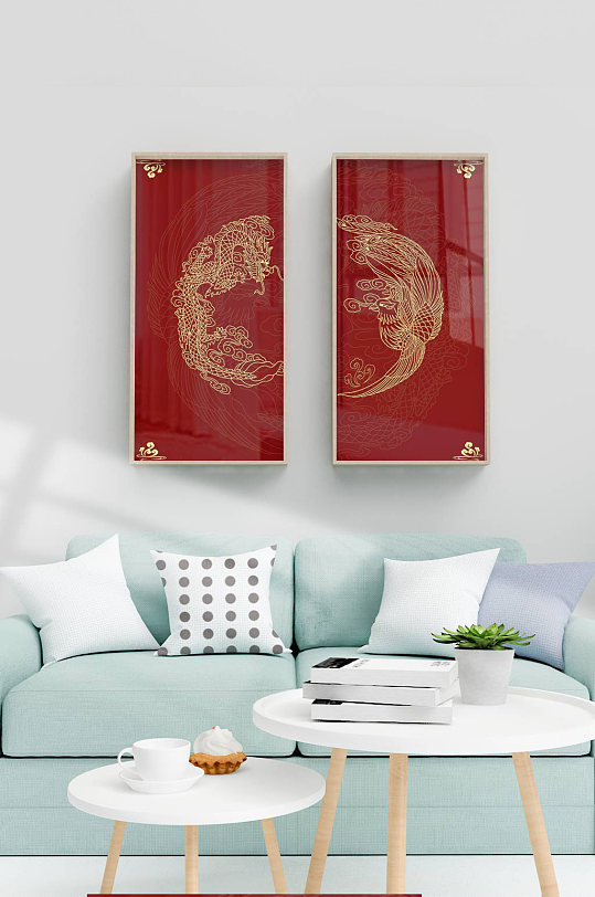 古典龙凤呈祥装饰画-众图网