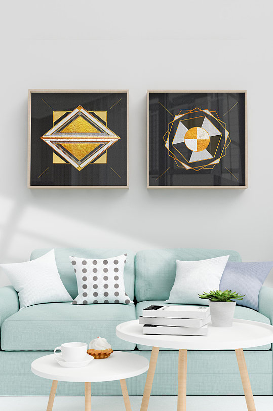 黑金轻奢现代几何装饰画