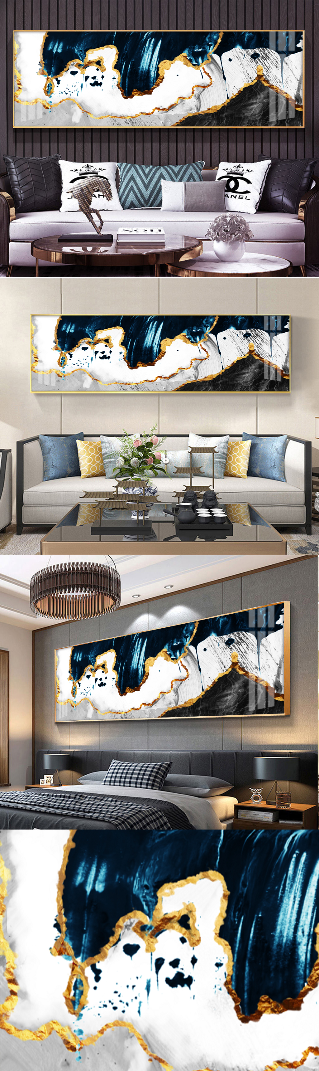 轻奢艺术金箔线条装饰画素材