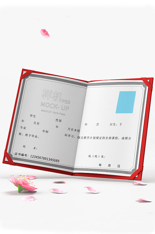 3d红皮封面证书样机