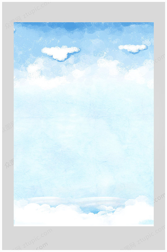 清新蓝色天空H5背景-众图网