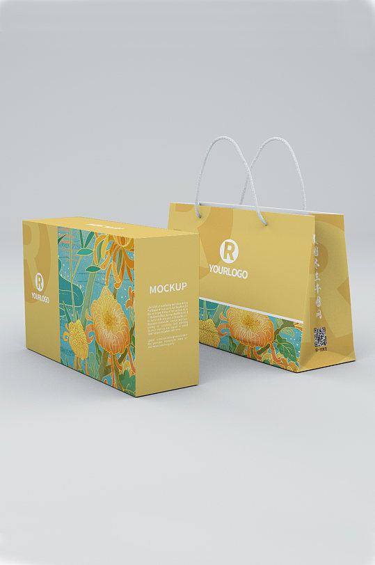 模型礼品袋套装包装手拎袋样机-众图网