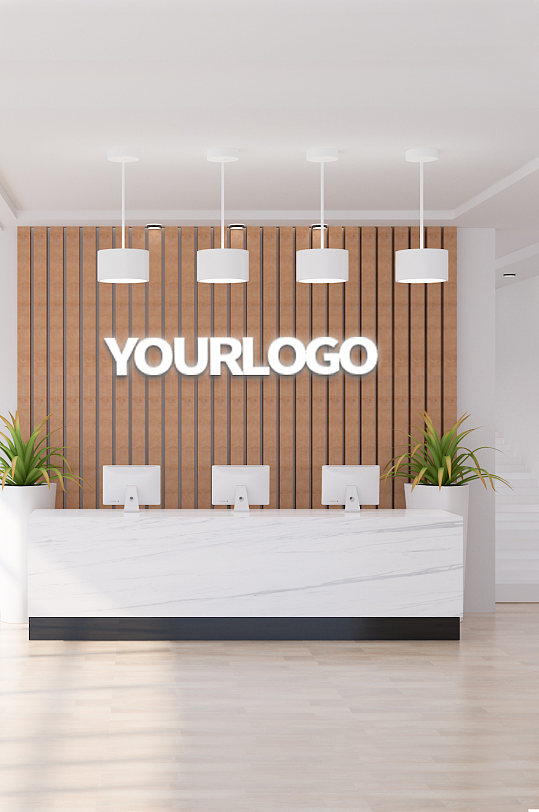 白色公司名称背景墙形象墙前台样机