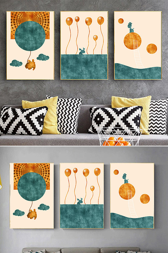 简易可爱动物简约装饰画