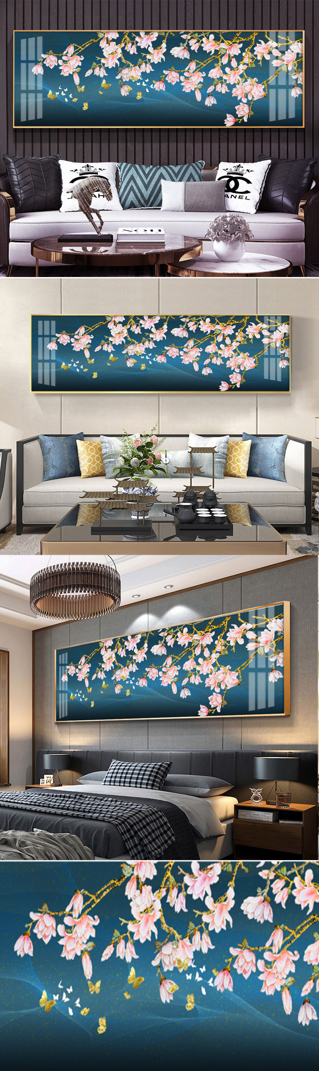 中式白玉兰工笔花鸟装饰画素材