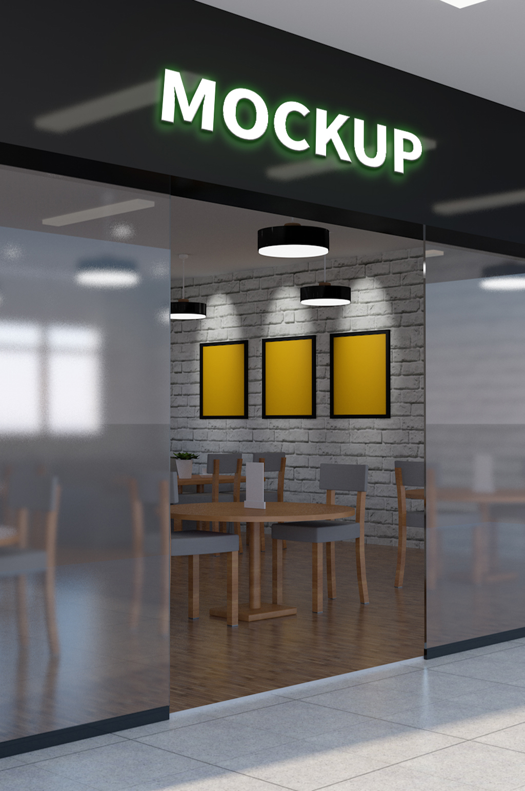 户外门头logo样机餐饮效果图素材