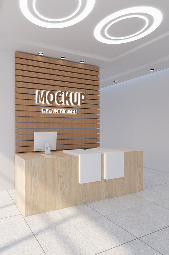 酒店公司名称背景墙前台样机logo发光字样机