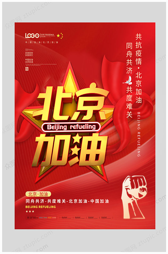 北京加油共抗新冠疫情海报