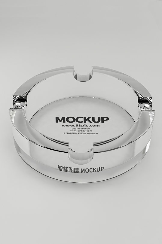 水晶玻璃烟灰缸丝印样机-众图网