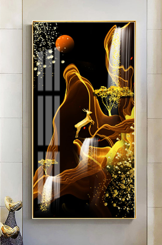 烁金现代抽象玄关装饰画