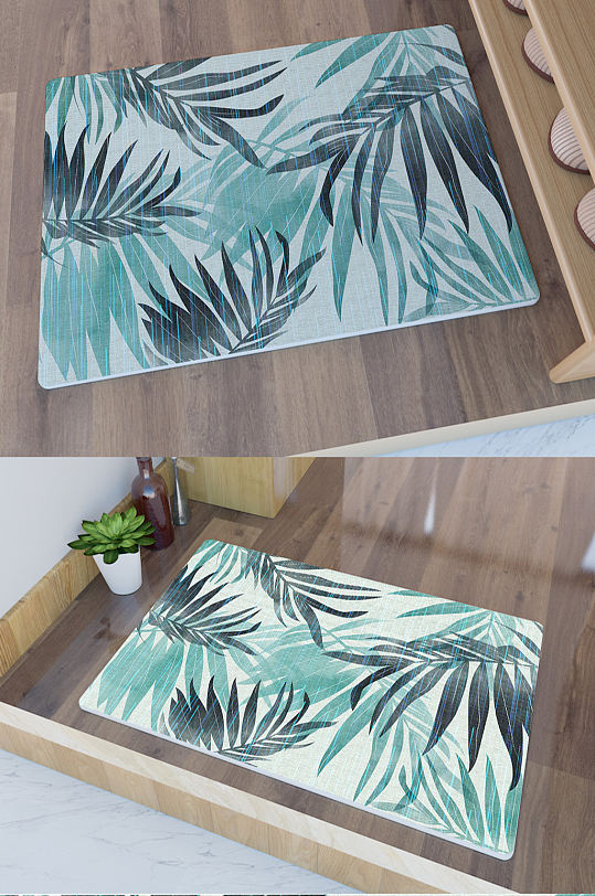 手绘简约北欧植物叶子地毯-众图网