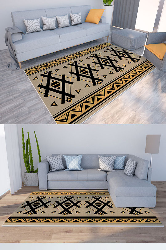 北欧民族风抽象艺术地毯-众图网