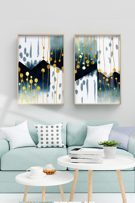 现代抽象金箔客厅装饰画-众图网