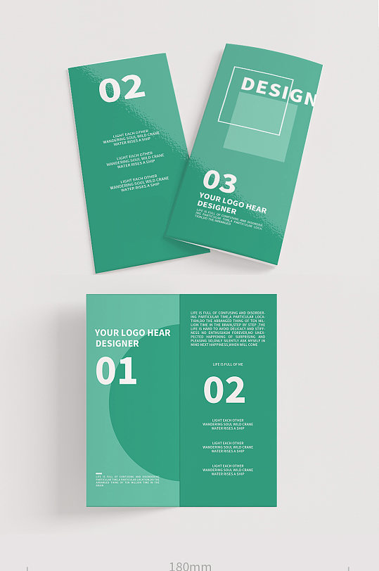 贺卡折页二折页宣传样机-众图网