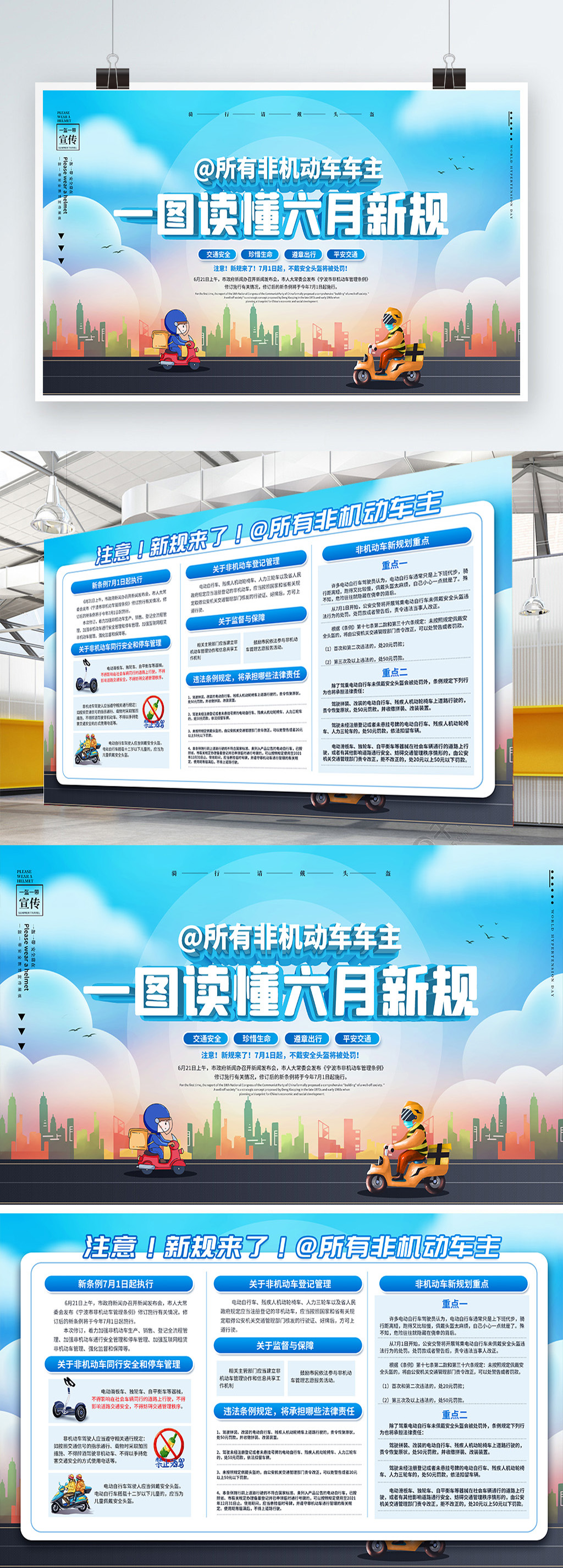 非机动车新规交通安全展板素材