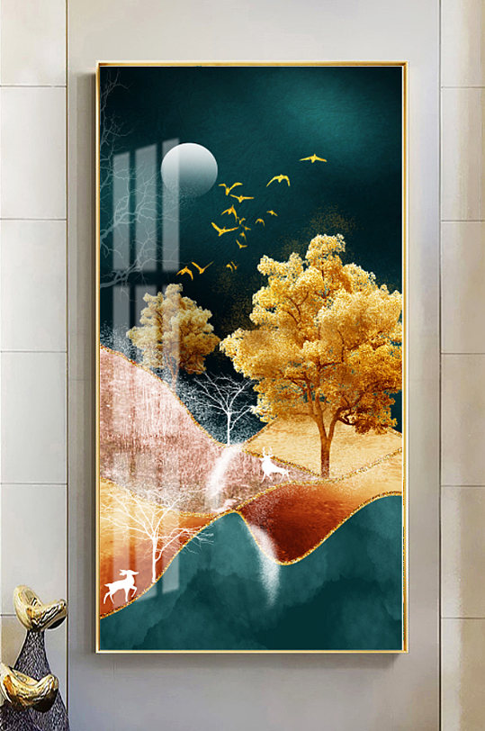 客厅玄关烁金轻奢装饰画-众图网