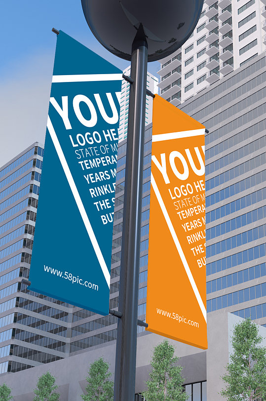 道旗旗子广告牌样机-众图网