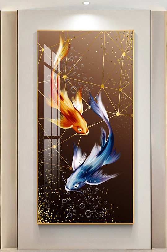 现代鲤鱼抽象玄关装饰画-众图网
