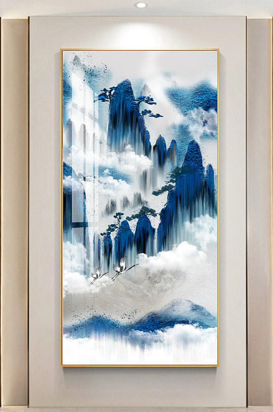 中国风山水意境玄关装饰画 大气山河图-众图网