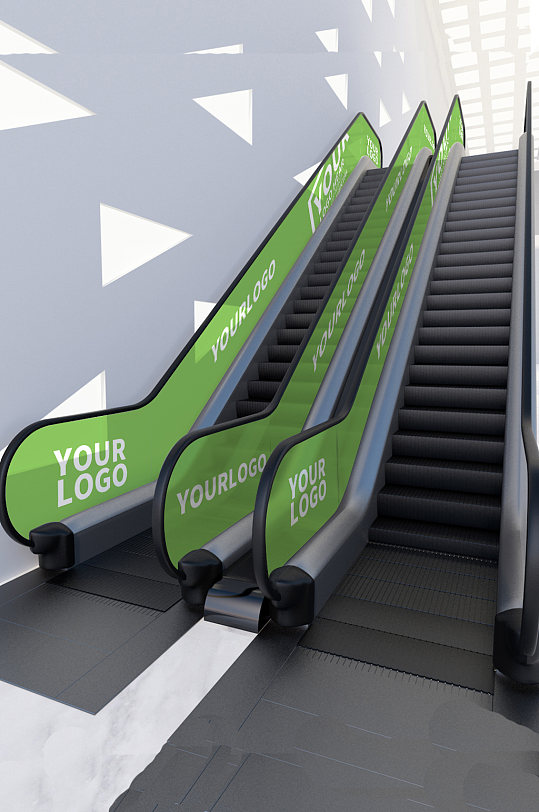 手扶梯电梯广告贴纸样机-众图网