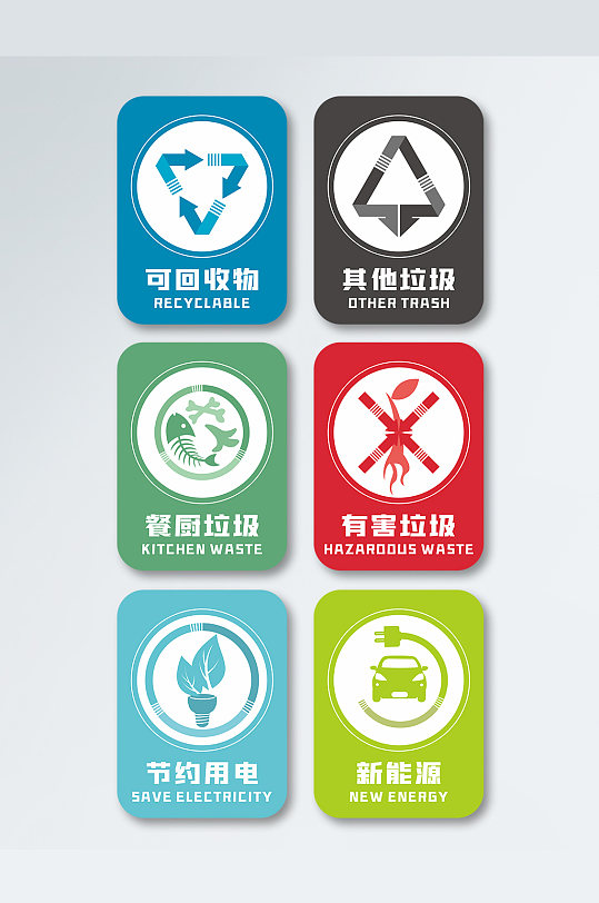 环保垃圾分类标识牌vi导视 再循环箭头 环保图标素材