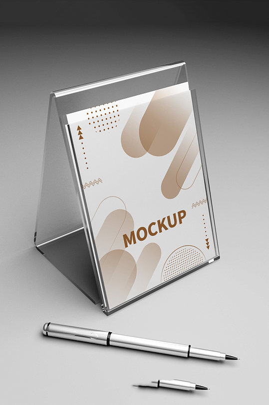 三角桌牌台卡桌卡画面替换样机-众图网