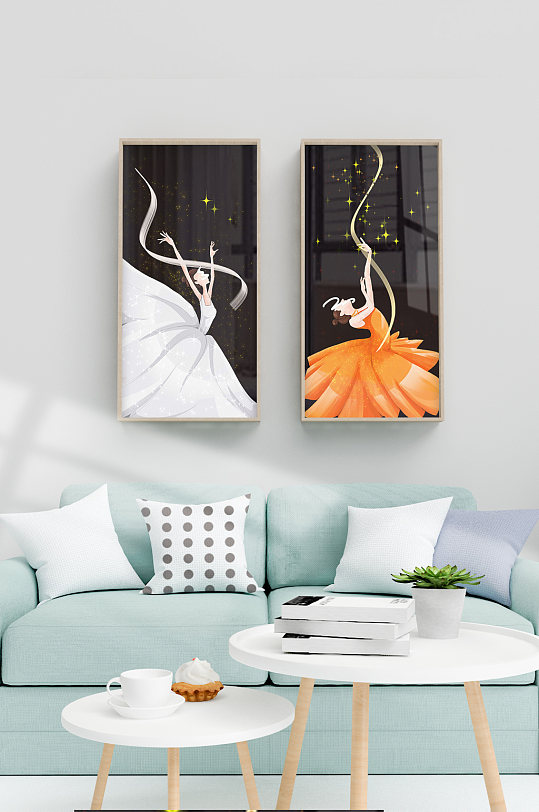 抽象唯美芭蕾黑金装饰画