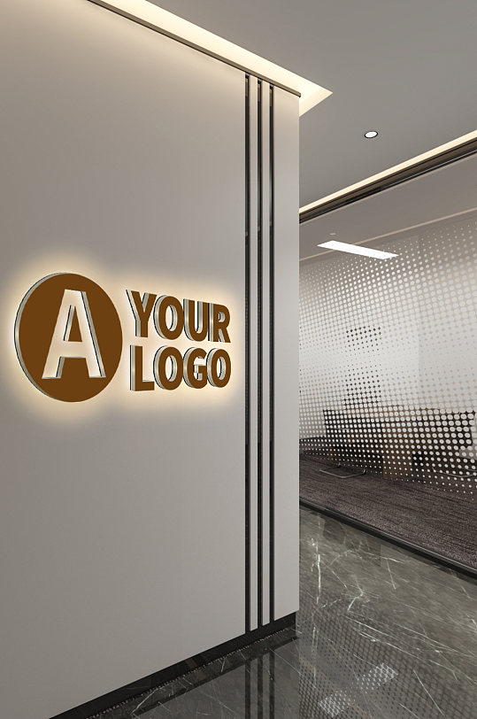 办公室墙面发光LOGO发光字样机-众图网