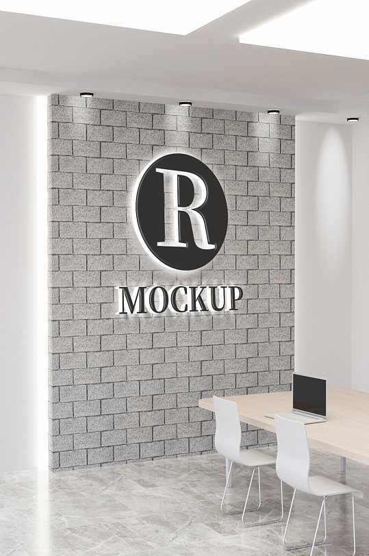 办公室墙面发光LOGO发光字样机-众图网