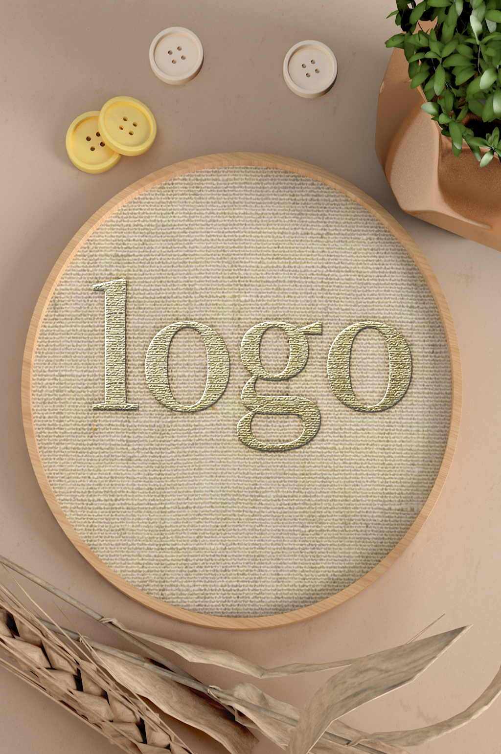 清新场景刺绣样式logo样机素材
