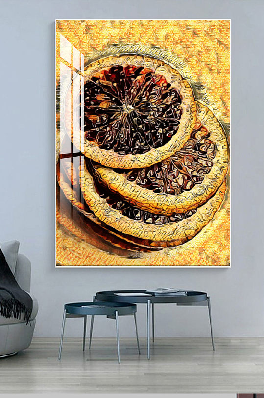 现代抽象水果橙子轻奢创意装饰画