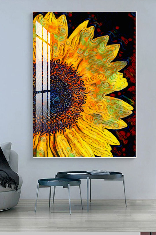现代抽象花卉向日葵轻奢创意装饰画