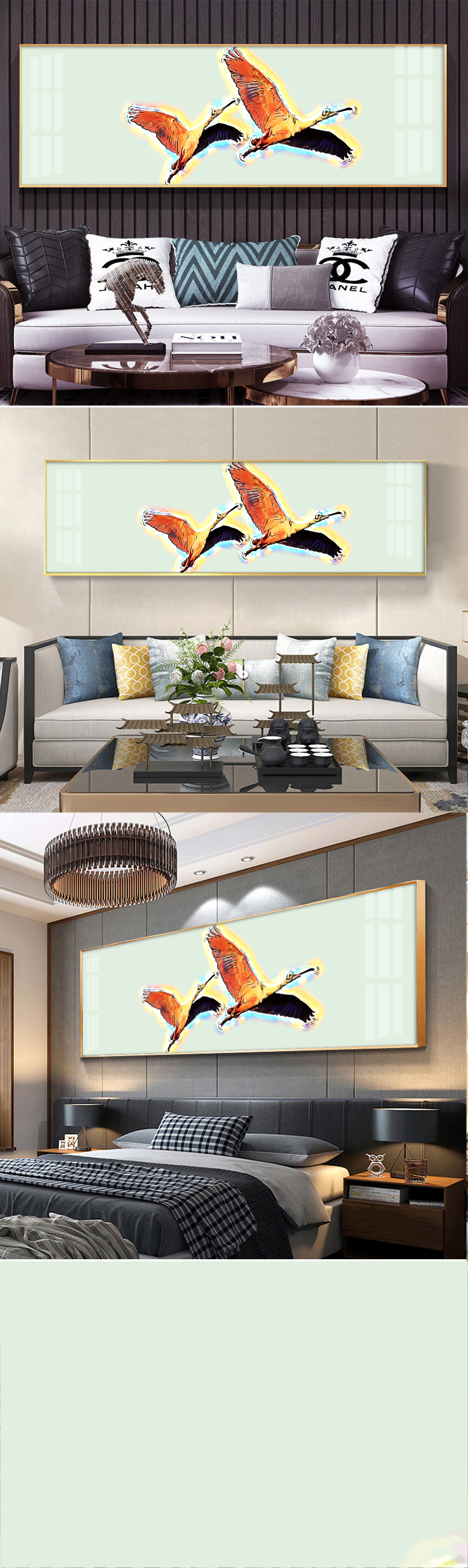 现代抽象动物海鸥轻奢创意装饰画素材