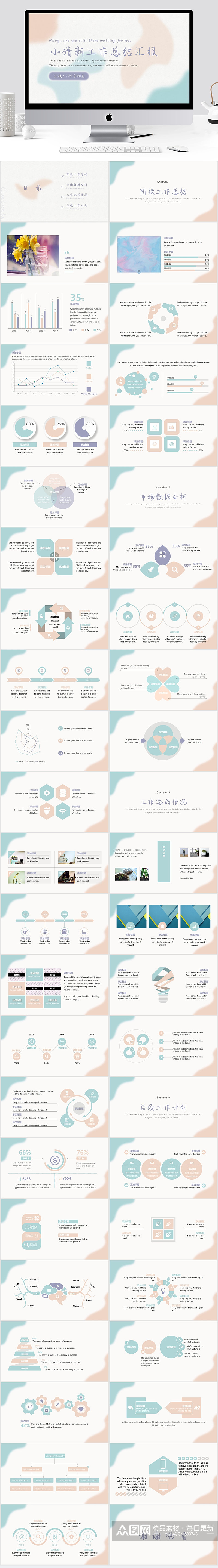 小清新工作总结计划汇报模板素材