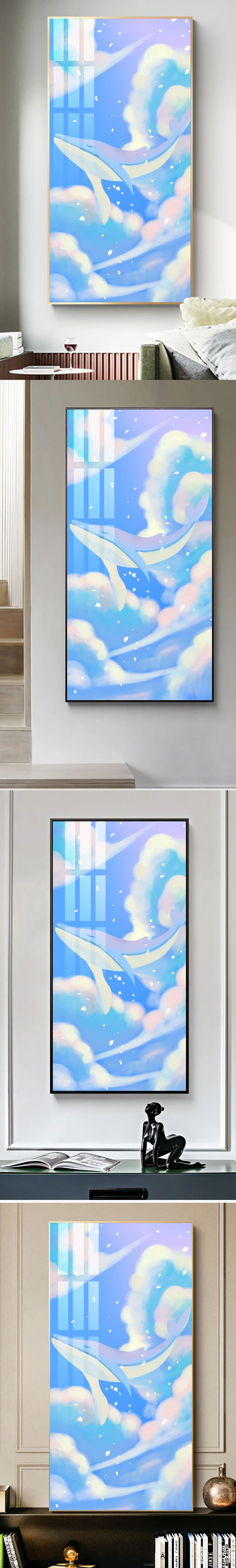 梦幻天空鲸鱼儿童装饰画鲸图网素材
