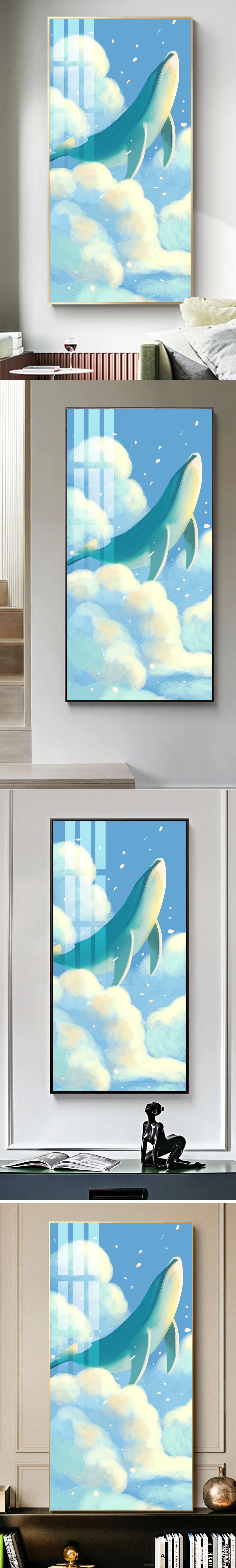 梦幻天空鲸鱼儿童装饰画素材