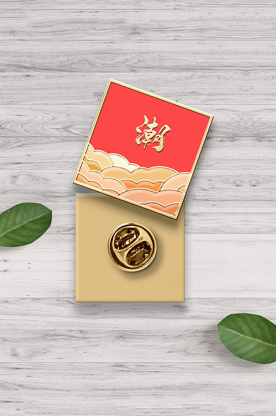 高档质感纽扣胸针徽章样机-众图网