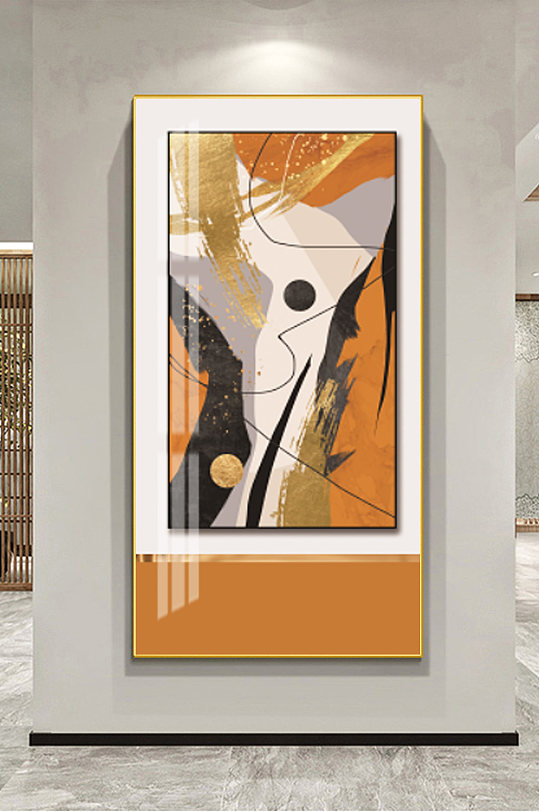 抽象金箔艺术客厅框中框玄关装饰画