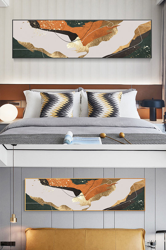 客厅床头沙发墙抽象手绘金箔艺术装饰画